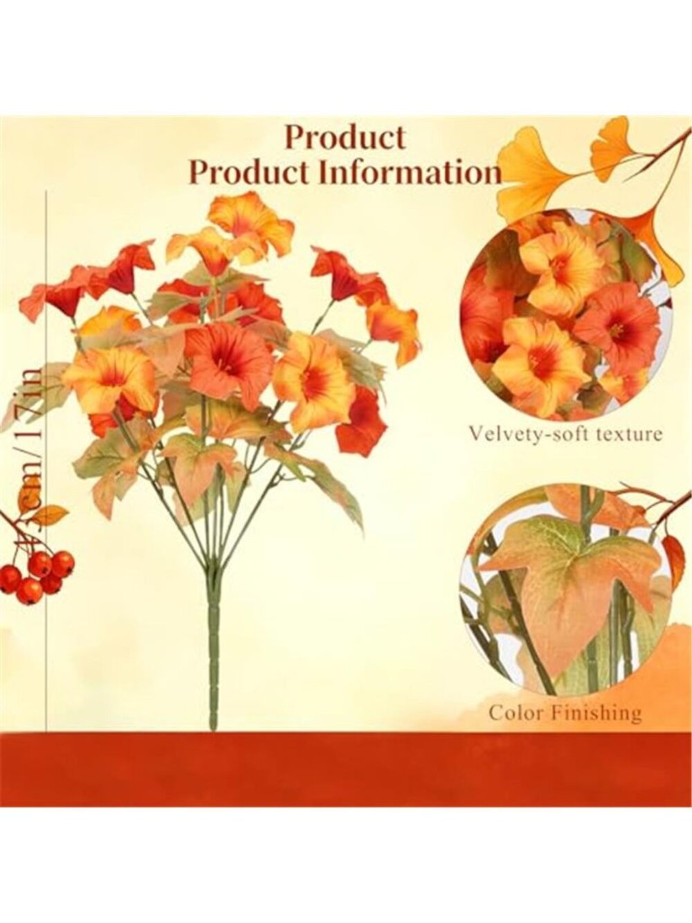 6 Artificial Fall Flowers for Outdoors, Faux Petunias Autumn Decoration, Fake - Picture 2 of 7